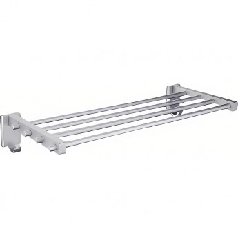 Держатель для полотенец FRAP F809 с полкой и крючками, хром матовый