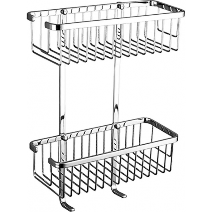 Полка FRAP 2-ярусная с крючками, нержавейка/хром F353-1