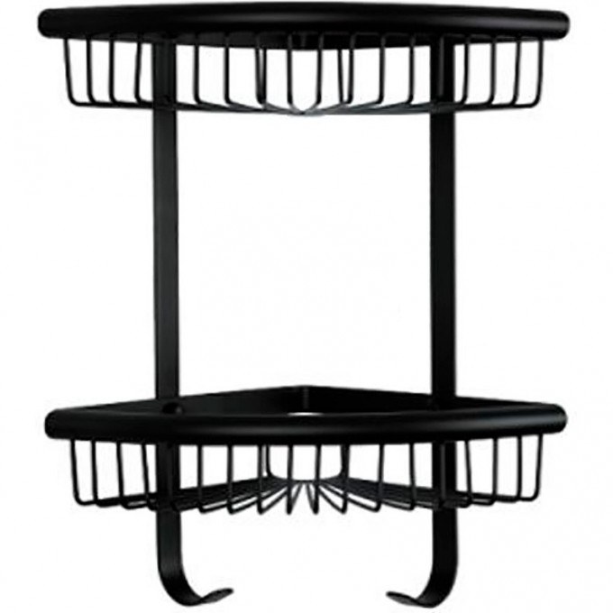 Полка FRAP 2-ярусная угловая с крючками, черный матовый F352-16