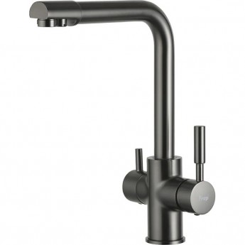 Смеситель для кухни FRAP F4352-9 со встроенным фильтром (краном) под питьевую воду оружейная сталь